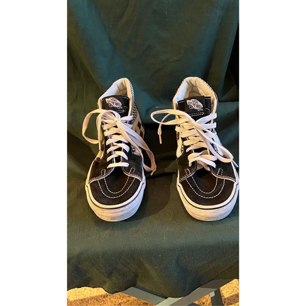 Vans Old Skool Checkered Lace Up High Cut Skate Shoes Black White Size 4.5